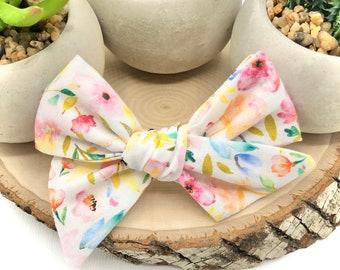 Bright Watercolor Floral Bow | 20 styles | Summer Floral Bow, Schoolgirl Bow, Tuxedo Bow, Sailor Bow, Pigtail Bow, BUY 3 GET 1 FREE!