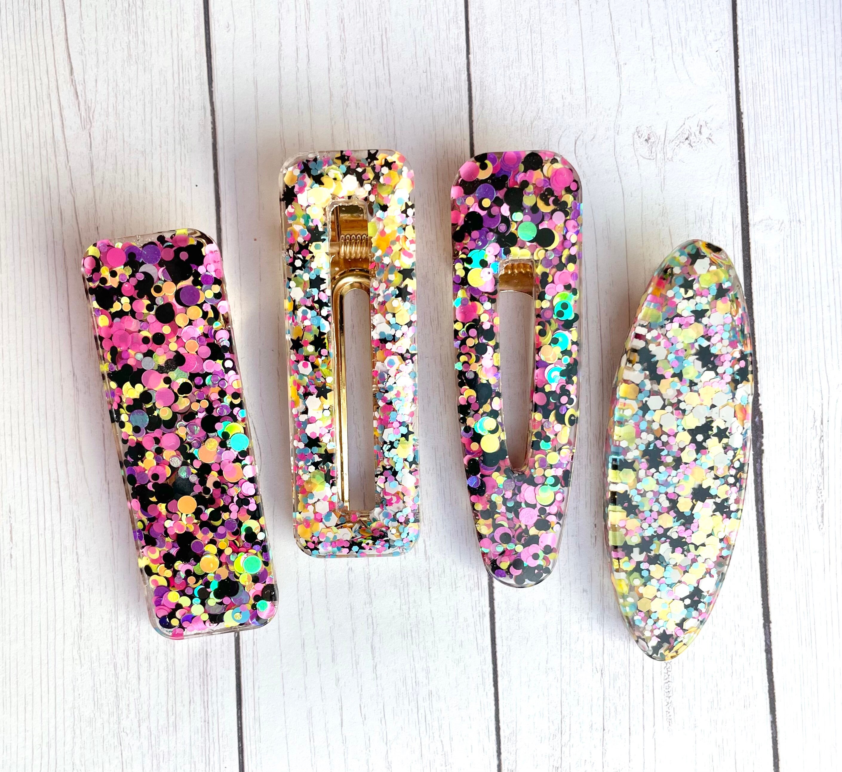 Punk Glitter Clip, You Choose 1 6 Shapes 80's Hair Clip