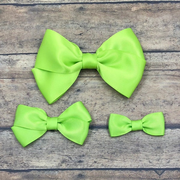 Lime Green Satin Bow, Large Green Bow, Small Green Bow, St. Patrick's Day Bow, Green Headband, Newborn Bow, Baby Headband, BUY 3 GET 1 FREE!