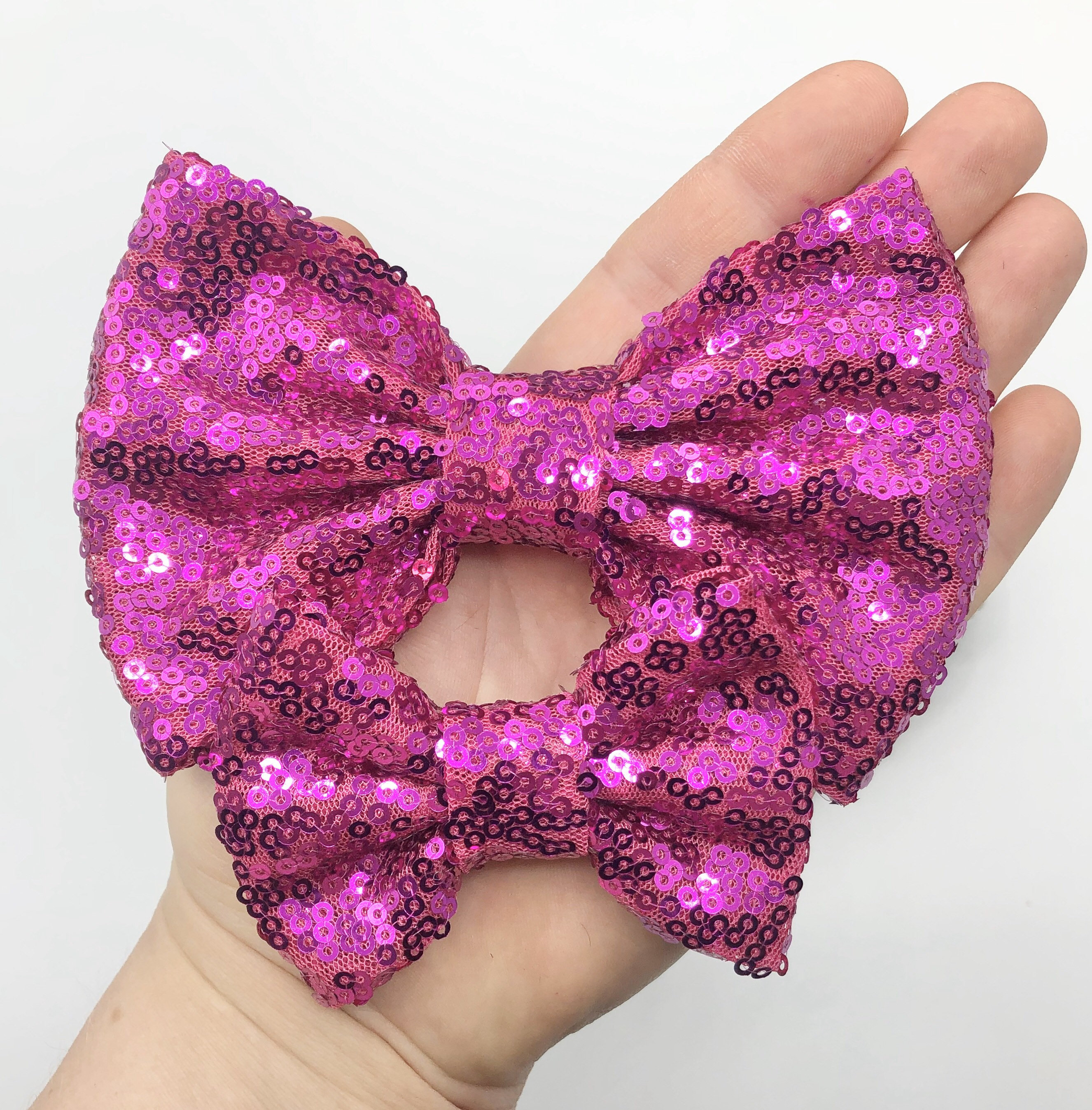 Hot Pink Sequin Bow Sequin Hair Bow Pink Hair Bow Pink Etsy