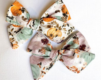 Watercolor Pumpkin Bow, You Choose 1! | 20 styles | Fall Thanksgiving Bow, Schoolgirl Bow, Fall Bow, Pigtail Bows, BUY 3 GET 1 FREE!