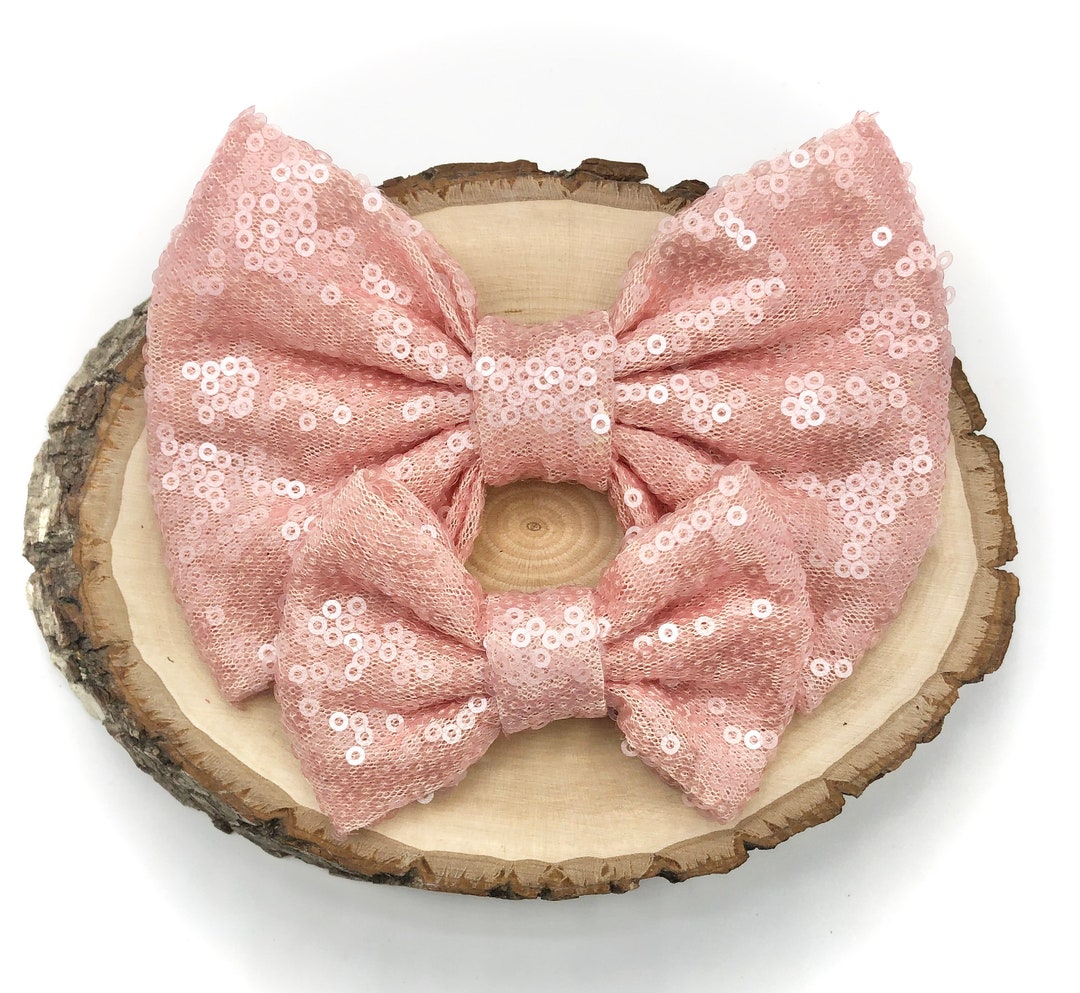 Blush Sequin Bow, Light Pink Hair Bow, Blush Hair Bow, Sequin Hair Bow, Pink Sequin Bow, Sequin