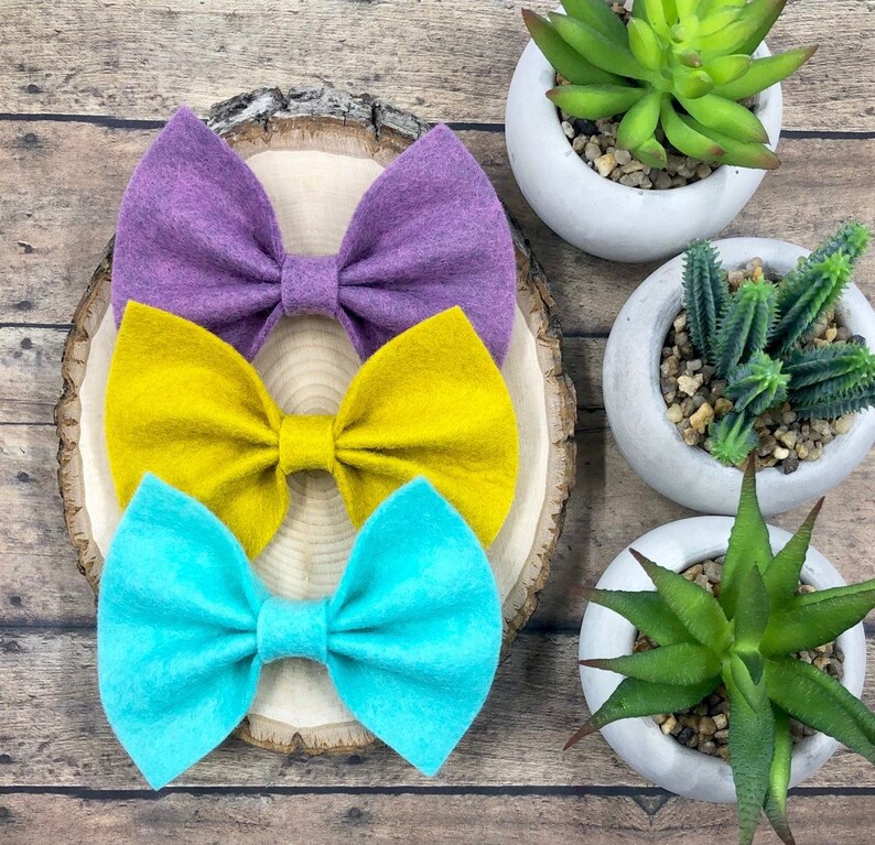 68 Colors Baby Bow Large Wool Felt Bow on Nylon or Clip Big Girl Bow Felt Butterfly Bow Large Felt Bow BUY 3 GET 1 FREE!