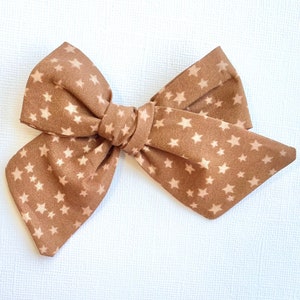 Mocha Star Bow | 20 styles | Blush Stars on Brown, Schoolgirl Sailor Bow, Summer Fall Bow, Tuxedo Bow, Pigtail Bows, BUY 3 GET 1 FREE!