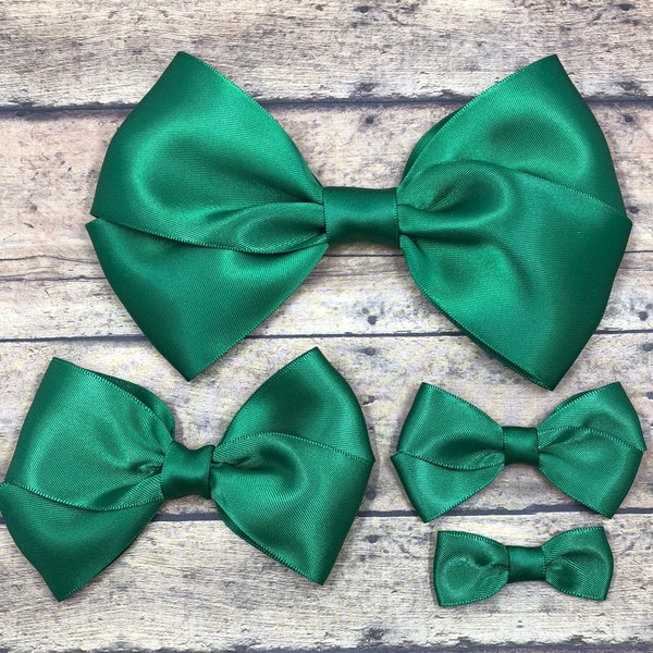 Forest Green Satin Bow, Large Green Hair Bow, Small Green Bow, Green Hair Bow, Green Headband, Newborn Bow, Baby Headband, BUY 3 GET 1 FREE!