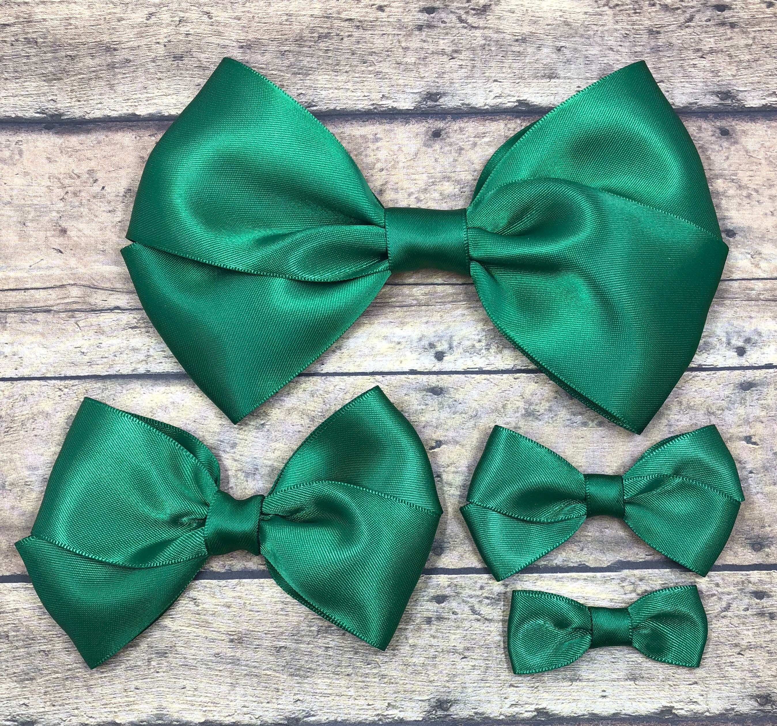 Forest Green Satin Bow Large Green Hair Bow Small Green Bow Etsy