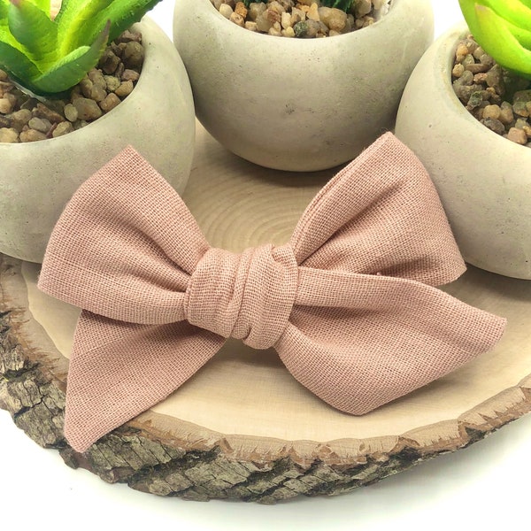 Blush Linen Bow | 20 styles | Pink Linen Bow, Schoolgirl Bow, Tuxedo Bow, Pigtail Bow, Sailor Bow, BUY 3 GET 1 FREE!