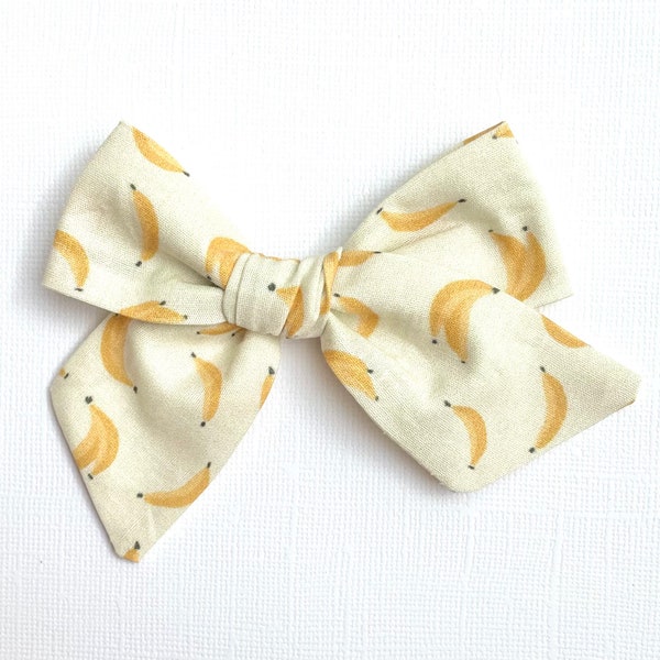 Banana Bow | 20 styles | Fruit Print Bow, Schoolgirl Bow, Sailor Bow, Pigtail Bows, Spring Summer Hair Bow, BUY 3 GET 1 FREE!