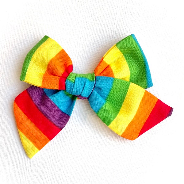 Classic Rainbow Stripe Bow, You Choose 1! | 20 styles | Spring Summer Bow, Schoolgirl Bow, Sailor Bow, Pigtail Bows, BUY 3 GET 1 FREE!