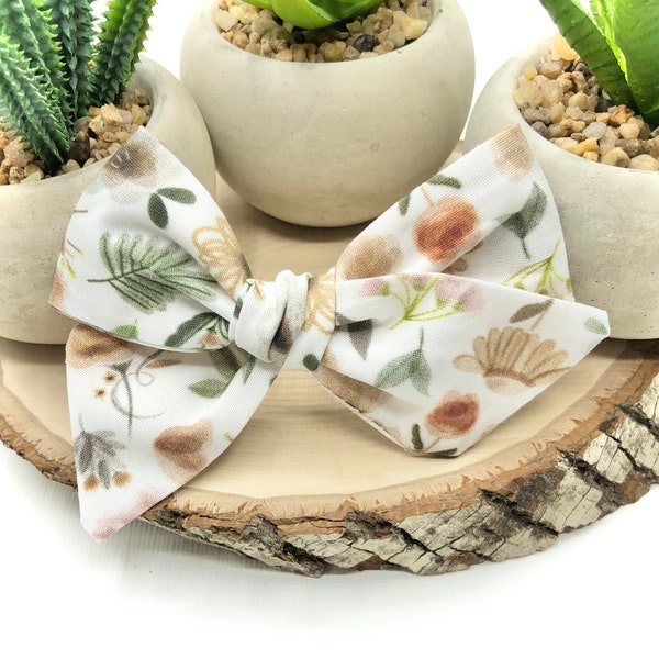 Earth Tone Floral Bow | 20 styles | Neutral Flower Bow, Schoolgirl Bow, Tuxedo Bow, Brown Floral, Pigtail Bows, BUY 3 GET 1 FREE!