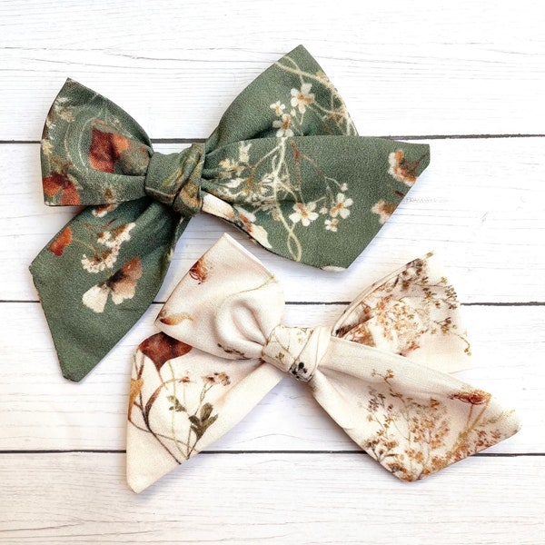Vintage Wildflower Bow, You Choose 1! | 20 styles | Spring Summer Floral Bow, Schoolgirl Bow, Pigtail Bows, Sailor Bow, BUY 3 GET 1 FREE!