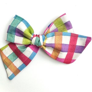 Rainbow Gingham Bow | 20 styles | Plaid Schoolgirl Bow, Tuxedo Bow, Pigtail Bows, Spring Summer Bow, Checkerboard Bow, BUY 3 GET 1 FREE!