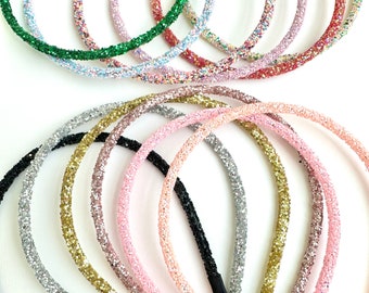 Glitter Hard Headband | 7 colors| Glitter Sparkle Headband, Rainbow Sprinkle Black Pink, Valentine Basket Gift, BUY 3 GET 1 FREE!