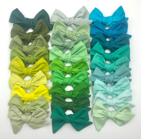 Green Schoolgirl Bow 27 Shades Medium Hand Tied Bow - Etsy