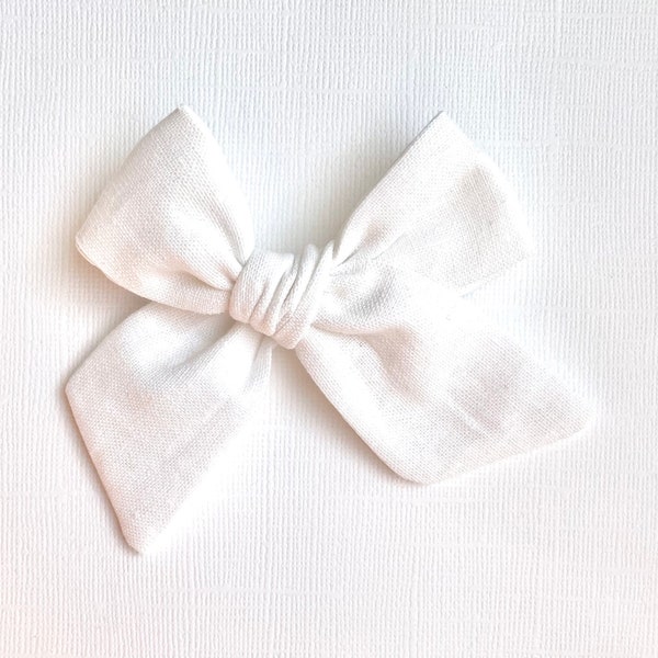 White Linen Bow | 20 styles | Essex Linen Bow, Schoolgirl Bow, Tuxedo Bow, Pigtail Bow, Sailor Bow, BUY 3 GET 1 FREE!
