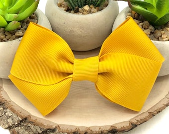 9 Sizes/Styles | Mustard Yellow Bow, Mustard Hard Headband, Yellow Bow Headband, Big Girl Bow, Baby Bow, Pigtail Bows, BUY 3 GET 1 FREE