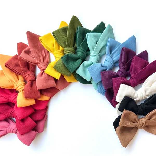 150 Colors | Small Schoolgirl Bow | Hand Tied Bow, Pigtail Bow, Fabric Hair Bow, Newborn Bow, Toddler Bow, BUY 3 GET 1 FREE!