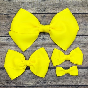 Yellow Hair Bow, Yellow Hard Headband, Solid Yellow Bow, Large Yellow Bow, Small Yellow Bow, Lemon Yellow Bow, BUY 3 GET 1 FREE!