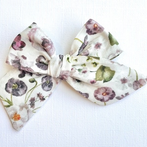 Purple Poppies Bow | 20 styles | Watercolor Floral Bow, Winter Spring Flowers, Schoolgirl Bow, Tuxedo Bow, Pigtail Bows, BUY 3 GET 1 FREE!