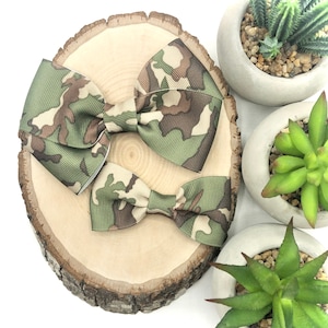 Camouflage Bow on Nylon, Clip, or Hard Headband; Camo Bow, Camo Headband, Army Hair Bow, Military Bow, BUY 3 Get 1 Free!