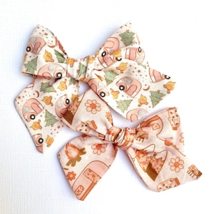 Camper Bow | 20 Styles, You Choose One | Schoolgirl Bow, Pigtail Bow, Sailor Bow | Groovy Forest Campfire Summer Bow, B3G1Free!