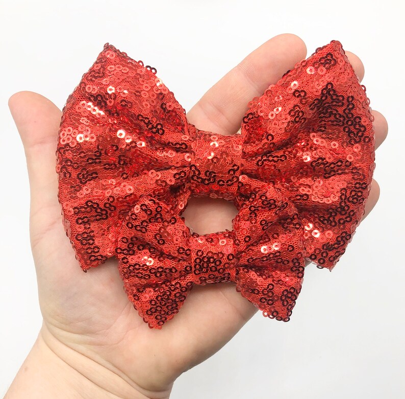 Red Sequin Bow Sequin Hair Bow Red Hair Bow Red Baby Bow Etsy