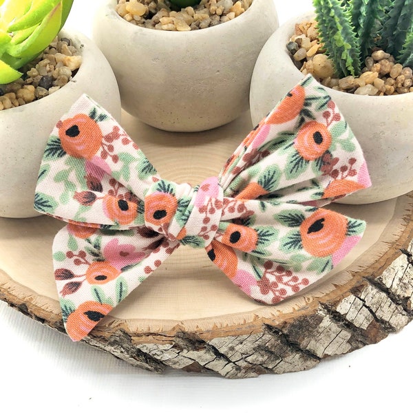 20 styles | Coral Mint Floral Bow | Schoolgirl Bow, Pigtail Bow, Sailor Bow, Spring Summer Bow, Rifle Paper Co Bow, BUY 3 GET 1 FREE!