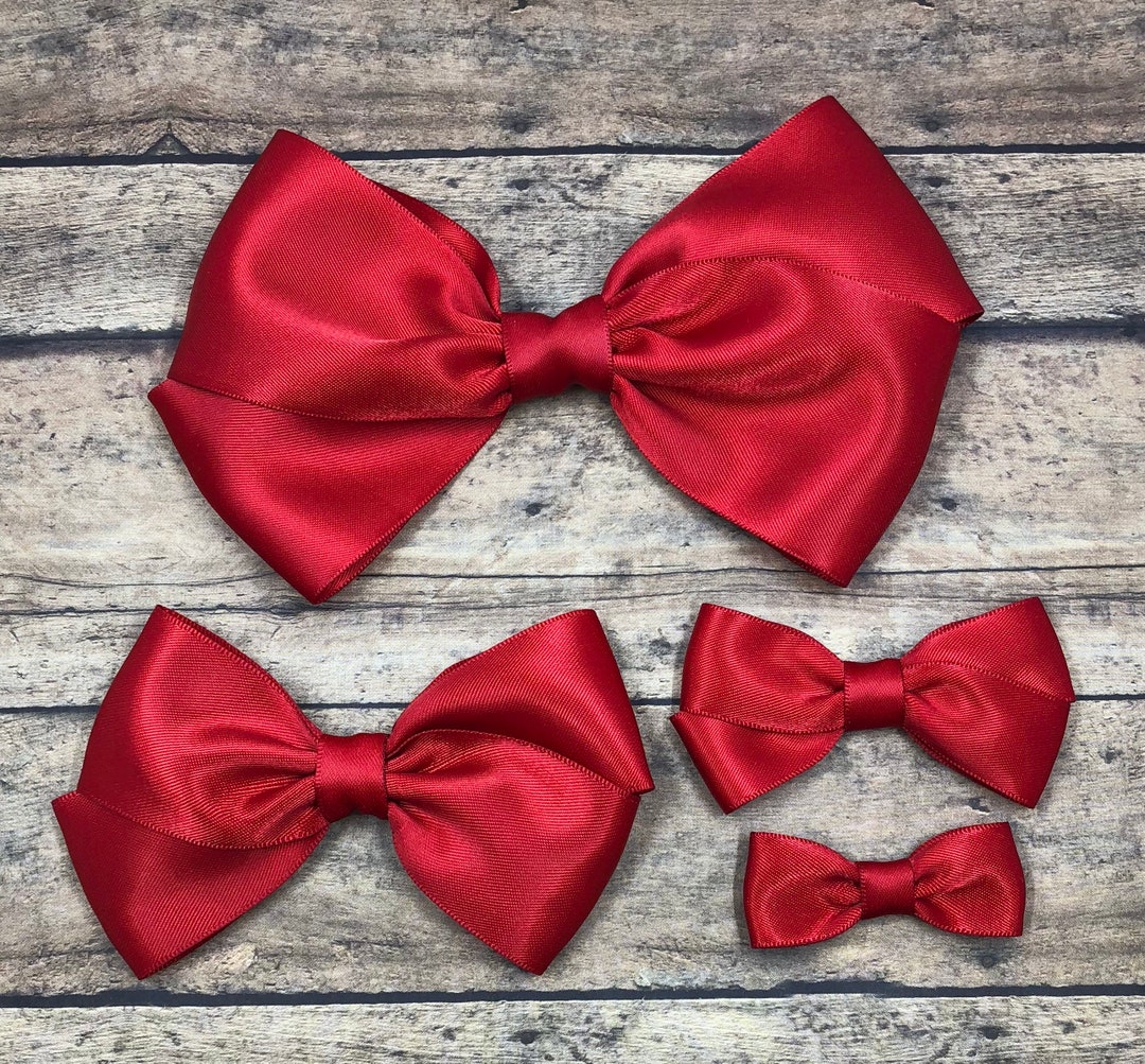 Red Satin Bow Large Red Bow Red Hair Bow Small Red Bow Red Etsy