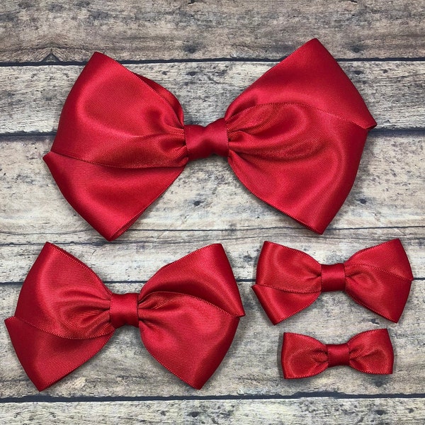 Red Satin Bow, Large Red Bow, Red Hair Bow, Small Red Bow, Red Hard Headband, Red Baby Bow, Newborn Bow, Baby Headband, BUY 3 GET 1 FREE!