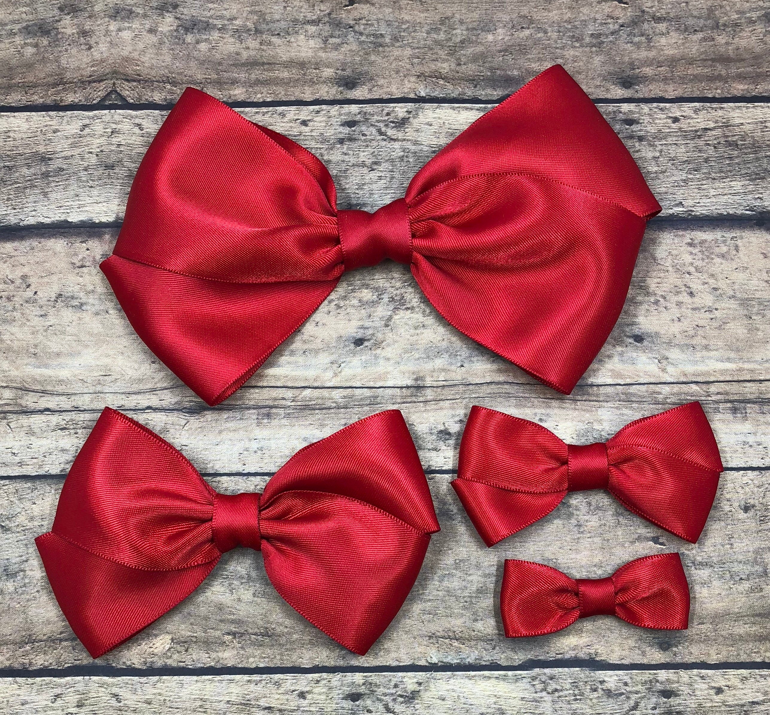 AIMUDI Pre-Tied Red Satin Bows for Valentine's Day 3 Premade Ribbon Bows  with Heart Rhinestone Red Bows for Gift Wrapping Small Bows for Crafts