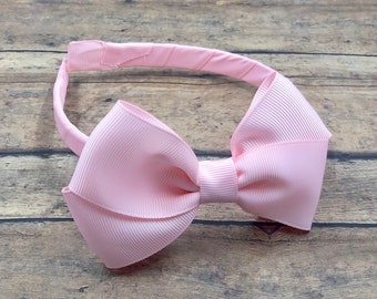 Light Pink Bow on Hard Headband, Light Pink Headband, Solid Pink Headband, Pink Bow, Pink Bow, Light Pink Headband, BUY 3 GET 1 FREE!