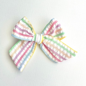 Spring Seersucker Bow | 20 styles | Summer Bow, Pastel Stripe Bow, Schoolgirl Bow, Tuxedo Bow, Sailor Bow, Pigtail Bows, BUY 3 GET 1 FREE