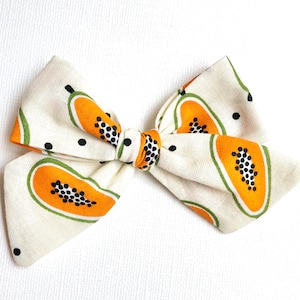 Papaya Bow | 20 styles | Fruit Print Bow, Schoolgirl Bow, Sailor Bow, Pigtail Bows, Spring Summer Hair Bow, BUY 3 GET 1 FREE!