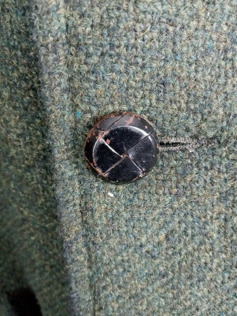 Men/'s Green Vintage Alpaca Wool Overcoat