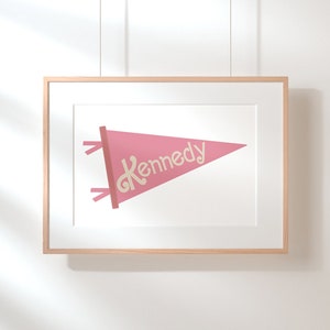DIGITAL Fashion Doll Style Name Sign, Girly Nursery Print, Personalized Girl Wall Art, Doll Nursery Printable Art, Custom Pennant Name Sign