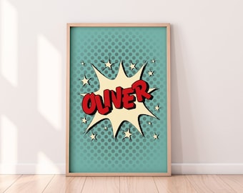 Signe personnalisé de nom de police de bande dessinée, décoration de chambre de super-héros (téléchargement numérique)