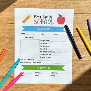 Back to School Printable, Back to School Questionnaire, School ...