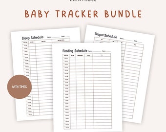 Baby Tracker Bundle, Newborn Sleep, Feeding, Diaper Log (Instant Download)