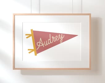 Custom Pennant Flag Print, Nursery Pennant, Personalized Wall Art, Nursery Printable Art, Name Pennant for Nursery