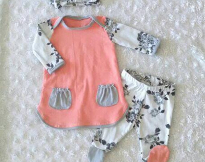 Baby Girl Dress Footie Leggings and Headband Set. Take Home Etsy