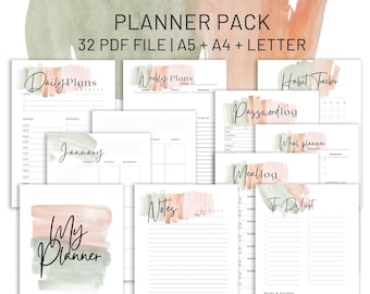 Printable Planner | Weekly Planner | Monthly Planner | planner insert | Minimalist Printable | Tracker log| PDF file