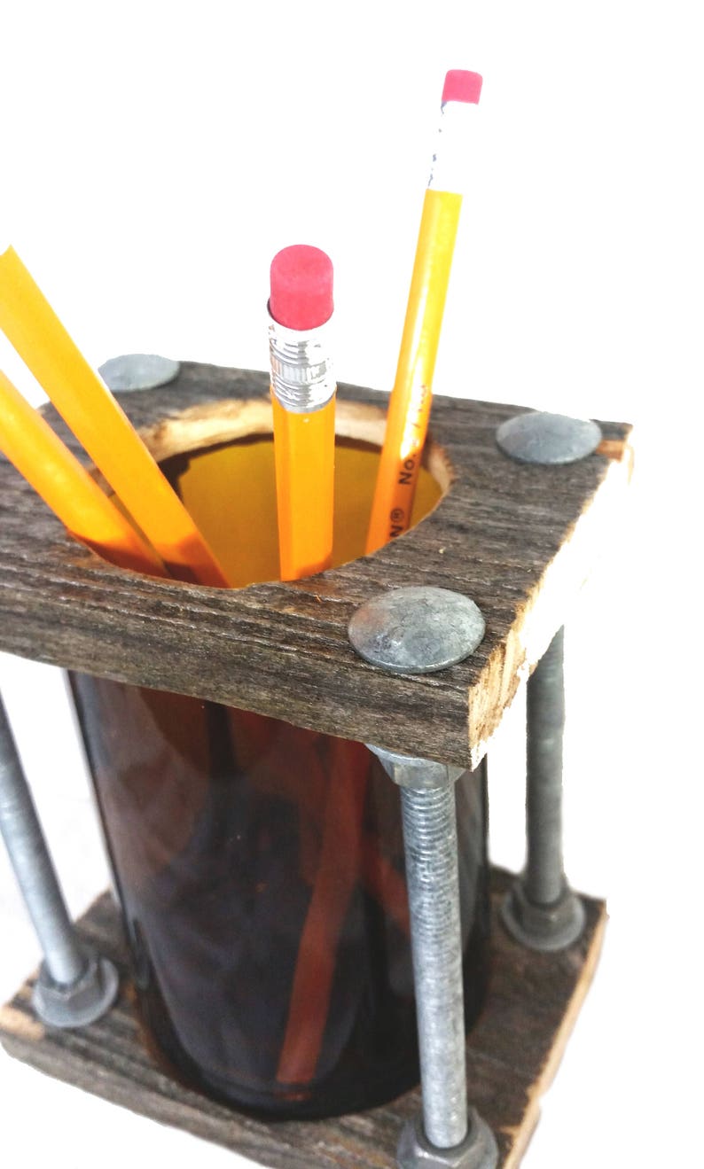 Pen Holderhand Made From Reclaimed Woodindustrial,rustic Designgood