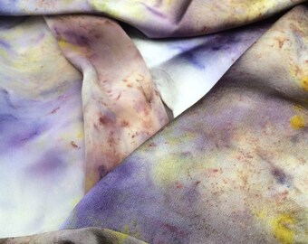 Herb-dyed Ecoprint "Starry Sunrise" Silk Charmeuse Scarve