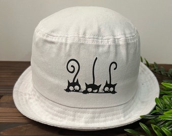 Three peeking cats Bucket Hat, Cat Hat, Cat Mom Hat, Cat Owner Gift, Funny Cat Hat, Cute Cat Hat, Pet Lover Gift, Christmas Gift