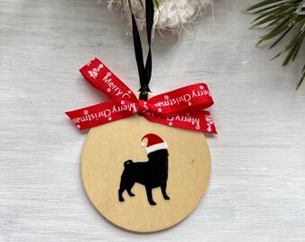 Adorno navideño "Santa Pug" de Pugpalooza, adorno pug, adorno para perros, adorno navideño, adorno navideño para perros, adorno navideño Pug,