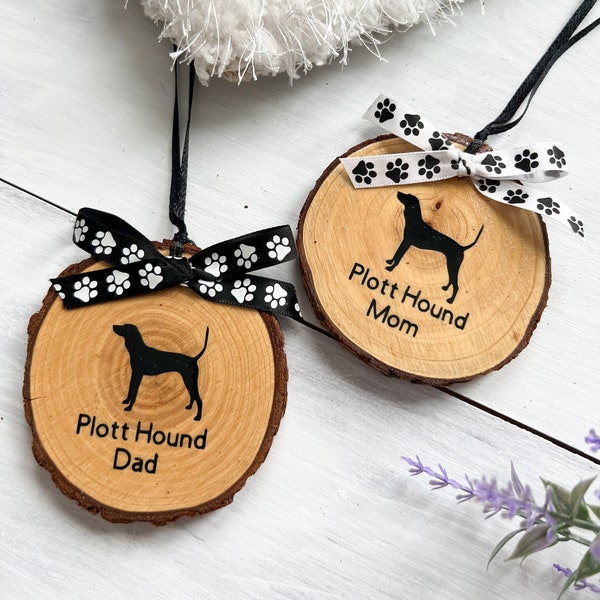 Plott Hound Dog Ornament, Personalized Wood Pet Ornament, Pet Gift Ornament, Pet Lover, Dog Mom Dad Ornament, Handcrafted, Christmas