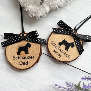 Schnauzer Dog Ornament, Personalized Wood Pet Ornament, Pet Gift Ornament, Pet Lover, Dog Mom Dad Ornament, Handcrafted, Christmas