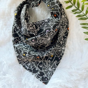 Spider Web Dog Bandana, Dog Bandana, Pet Bandana, Tie Bandana, Tie-On Pet Scarf, Dog Gift, Pet Clothing, Dog Neckwear, Handmade