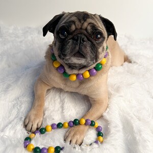 Mardi Gras Mutt Dog Necklace, Necklace for Dogs, Dog Necklace, Wood Bead Necklace for Dogs, Pet Jewelry, Pet Gift, Handcrafted