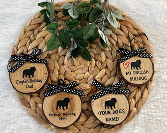 Personalisierte englische Bulldogge Holzverzierung, Haustier Geschenk